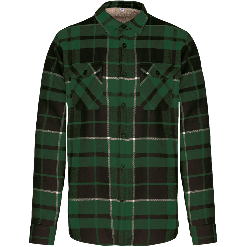 K579 - Geruit overshirt met sherpavoering - Forest Green / Black Checked
