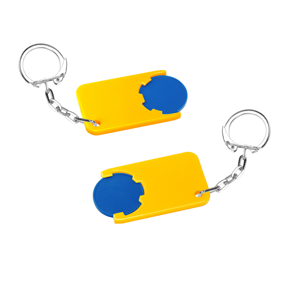 Chiphouder met winkelwagenmuntje 1€ "Beta" - blauw/geel