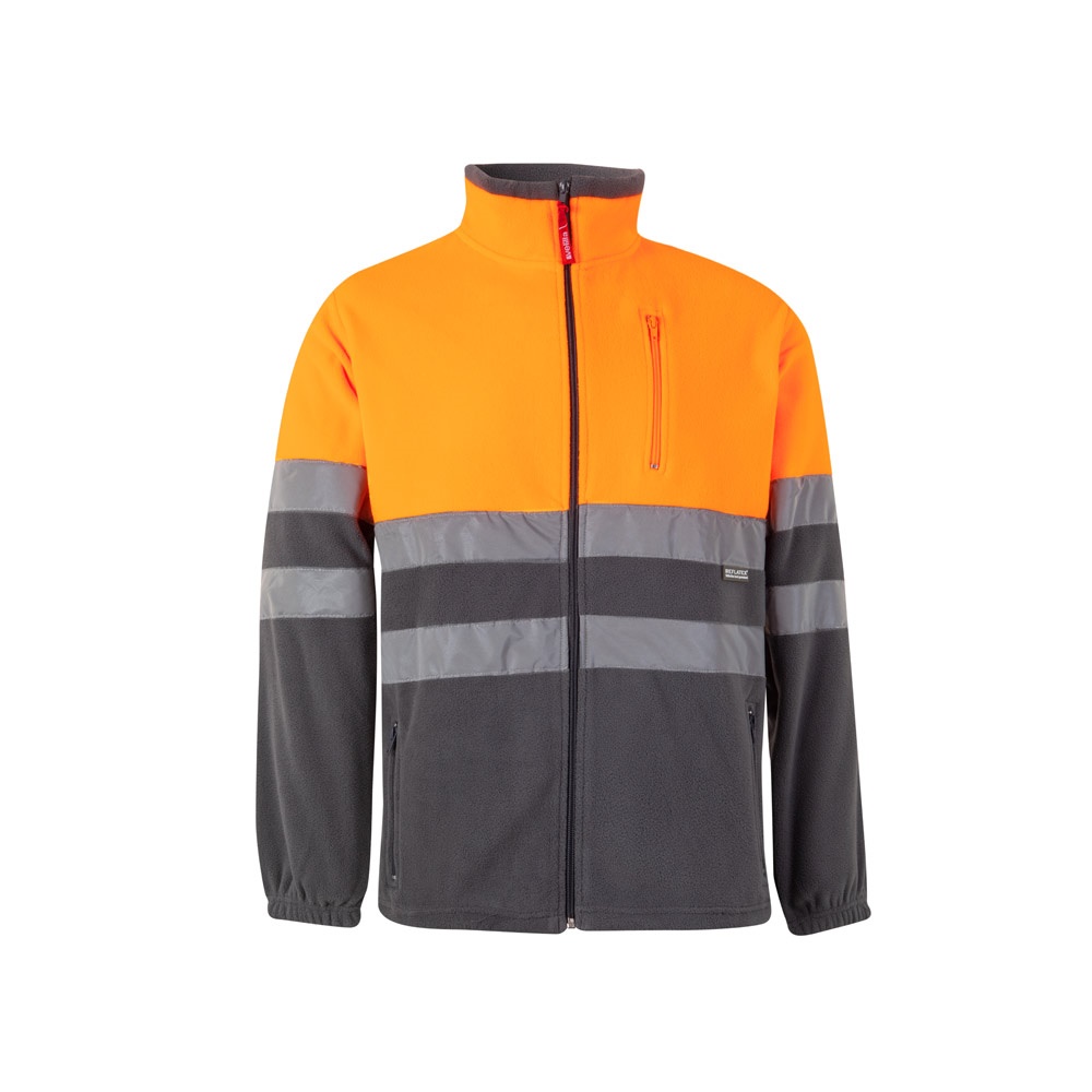 VL EROS. Tweekleurig fleecejack (280g/m²) van polyester (100%) - Grijs, Oranje