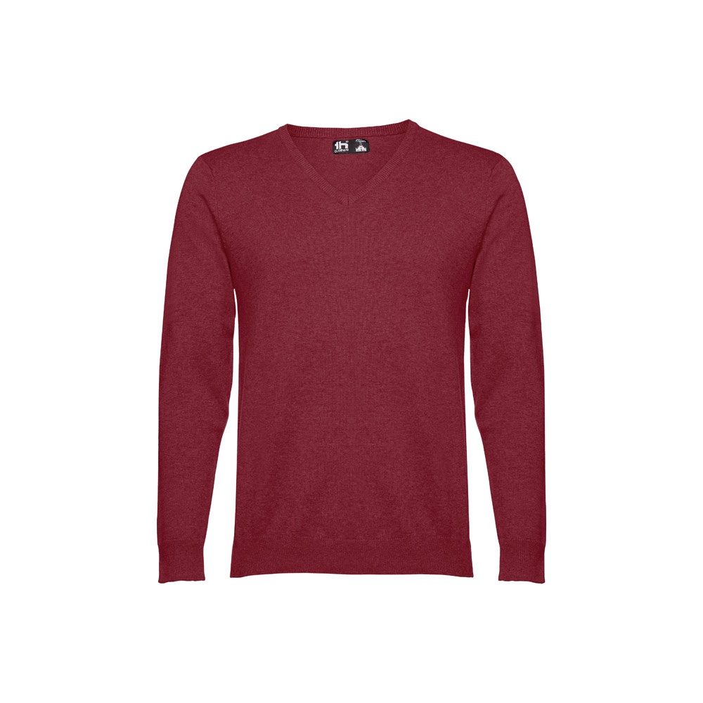 THC MILAN. Pullover met V-hals voor heren in katoen en polyamide - Bordeaux rood