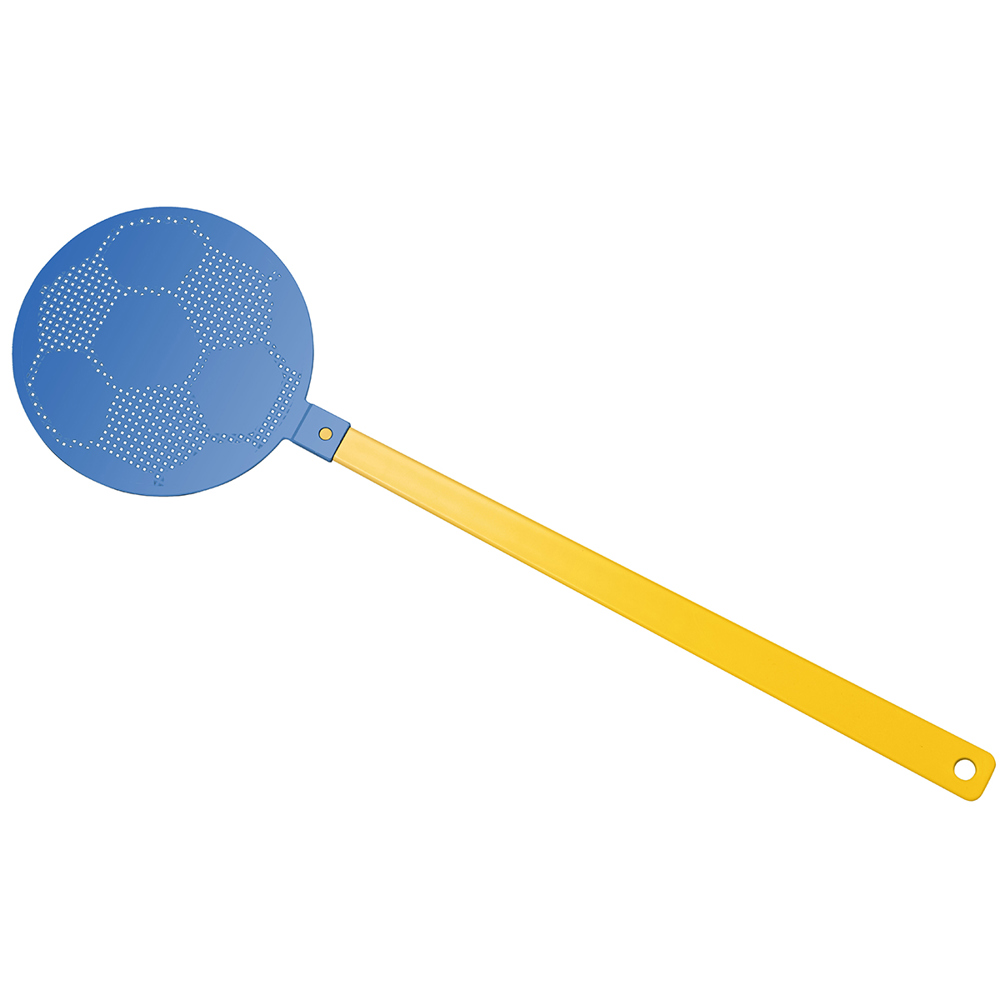 Vliegenmepper "voetbal" - geel/blauw