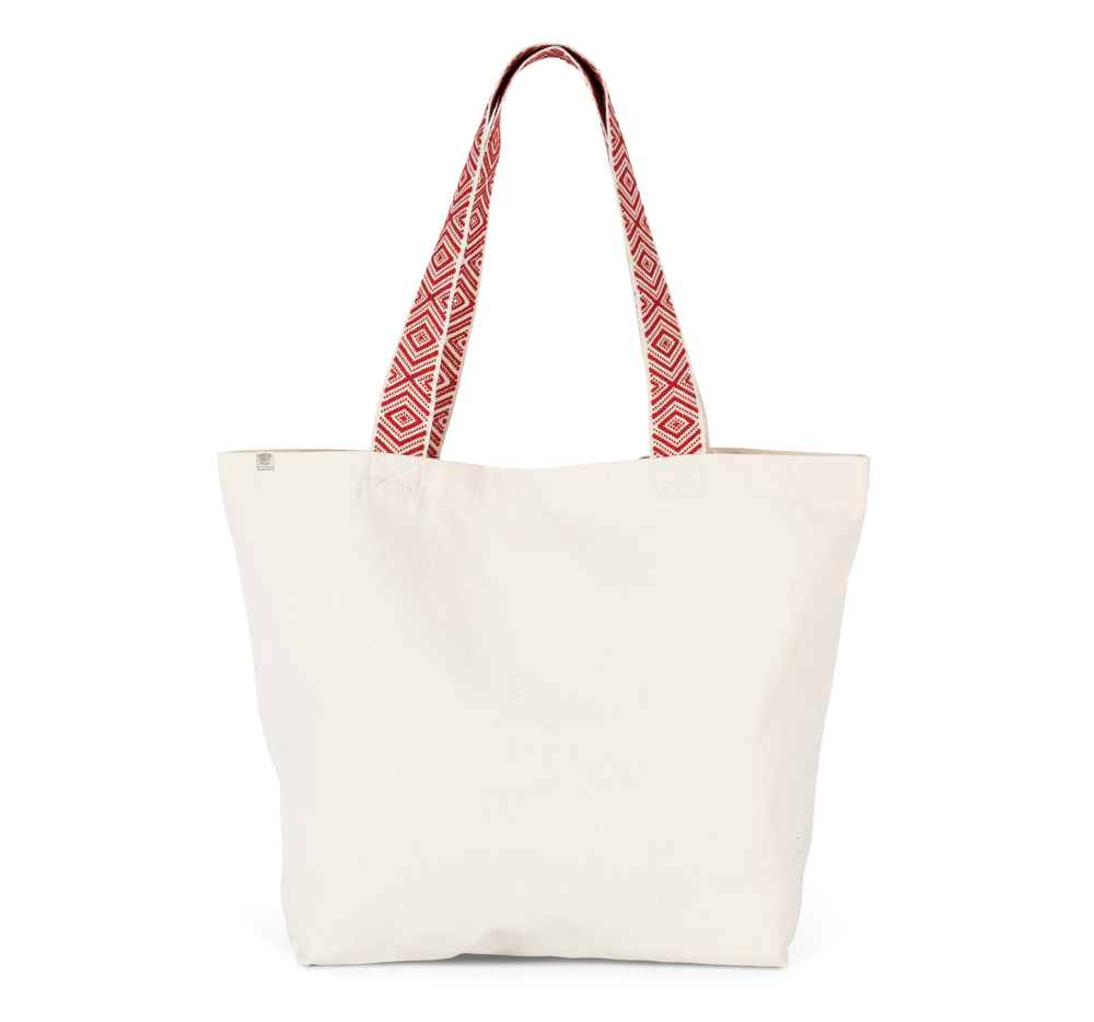KINS118 - Grote gerecyclede shopper - Ecume / Ethnic Red