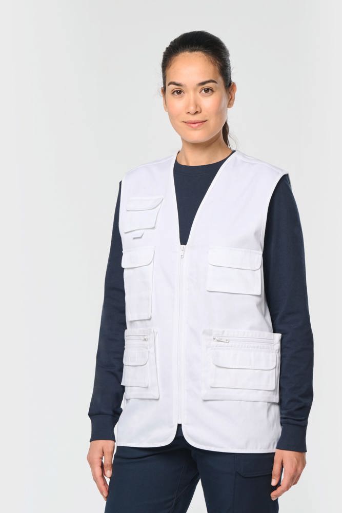 WK609 - Gevoerde unisex bodywarmer van polykatoen multizakken