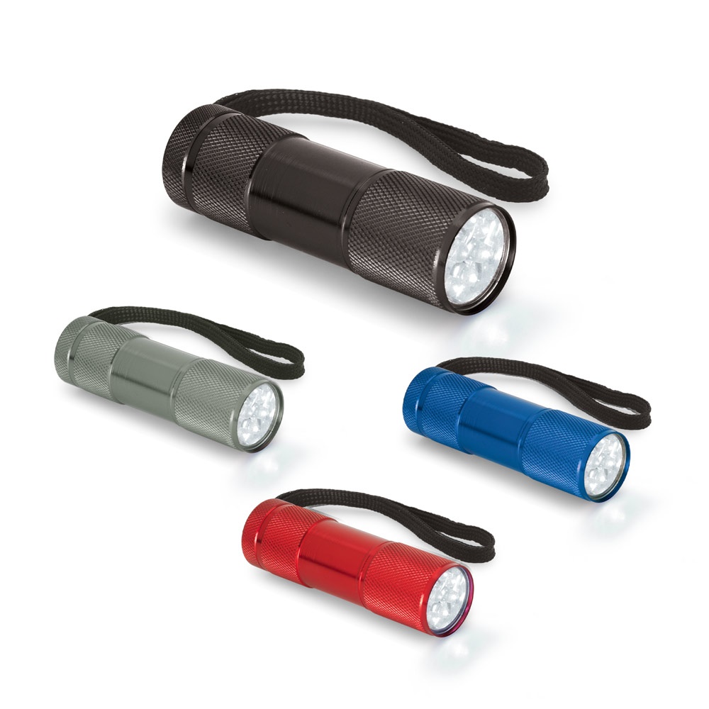 FLASHY. Aluminium zaklamp met 9 LED's en handvat