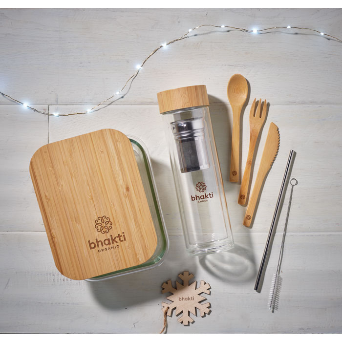 TUNDRA LUNCHBOX - Glazen lunchbox bamboe deksel