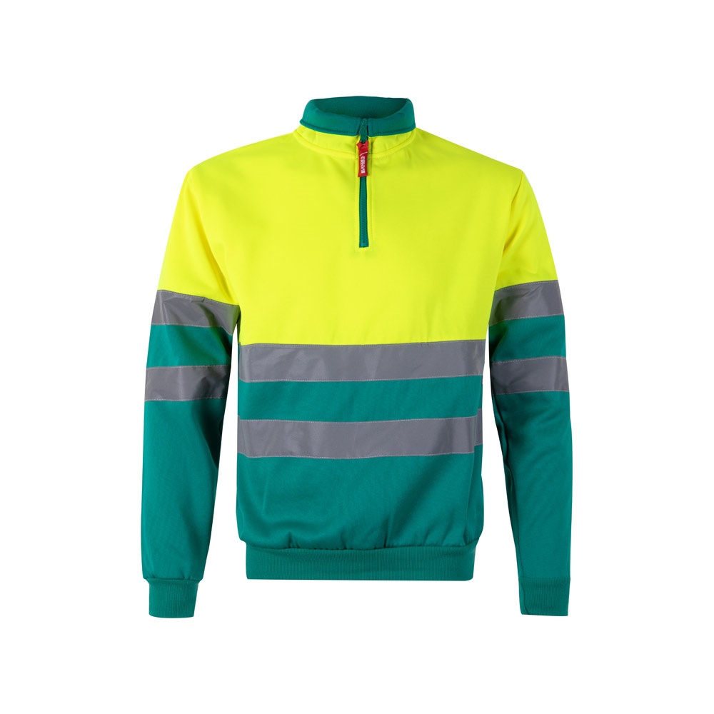 VL THOR. Tweekleurig sweatshirt (300g/m²) van polyester fleece (100%) - Groen, Geel