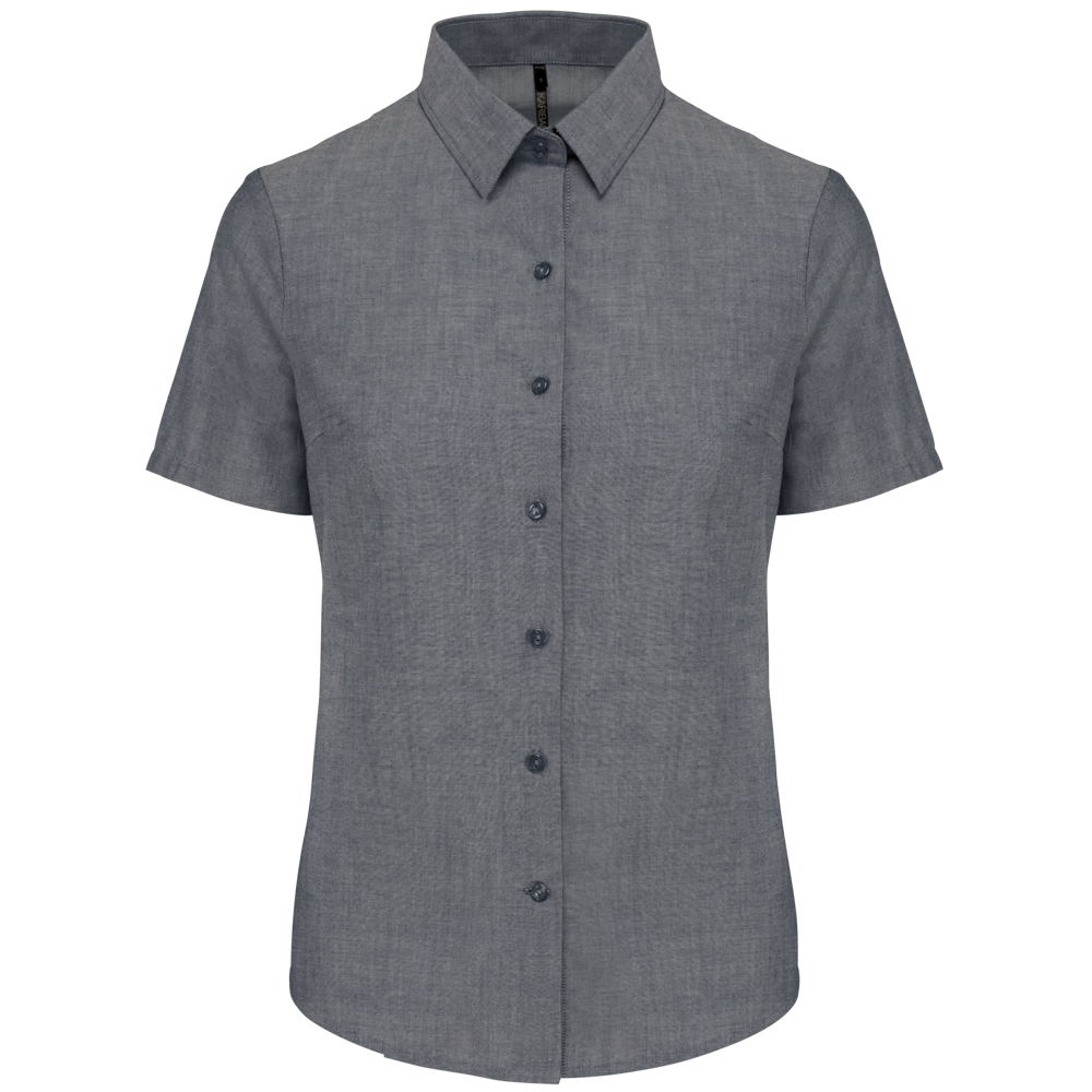 - Dames Oxford blouse korte mouwen - Oxford Shadow Navy