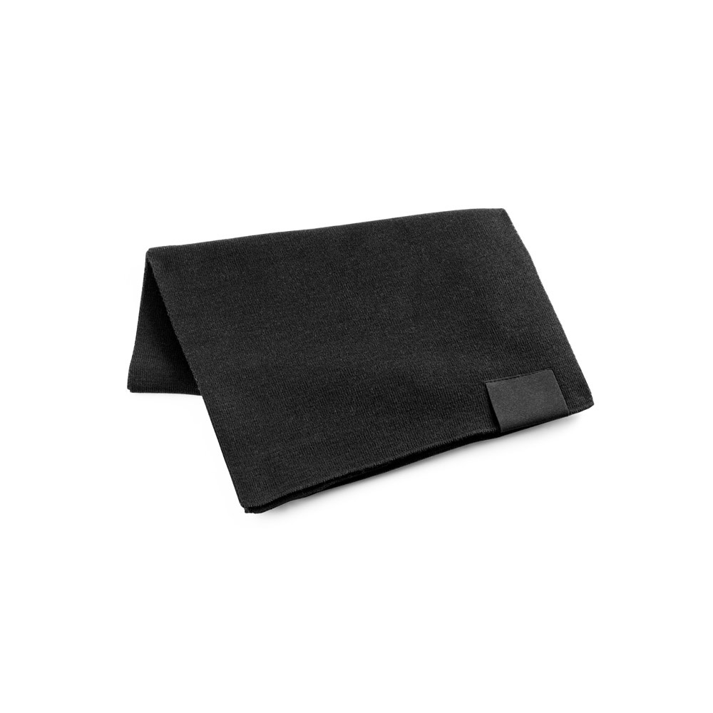 SERENITY. Sjaal van gerecycled polyester (100% rPET) met een gestikt detail om te personaliseren - Zwart