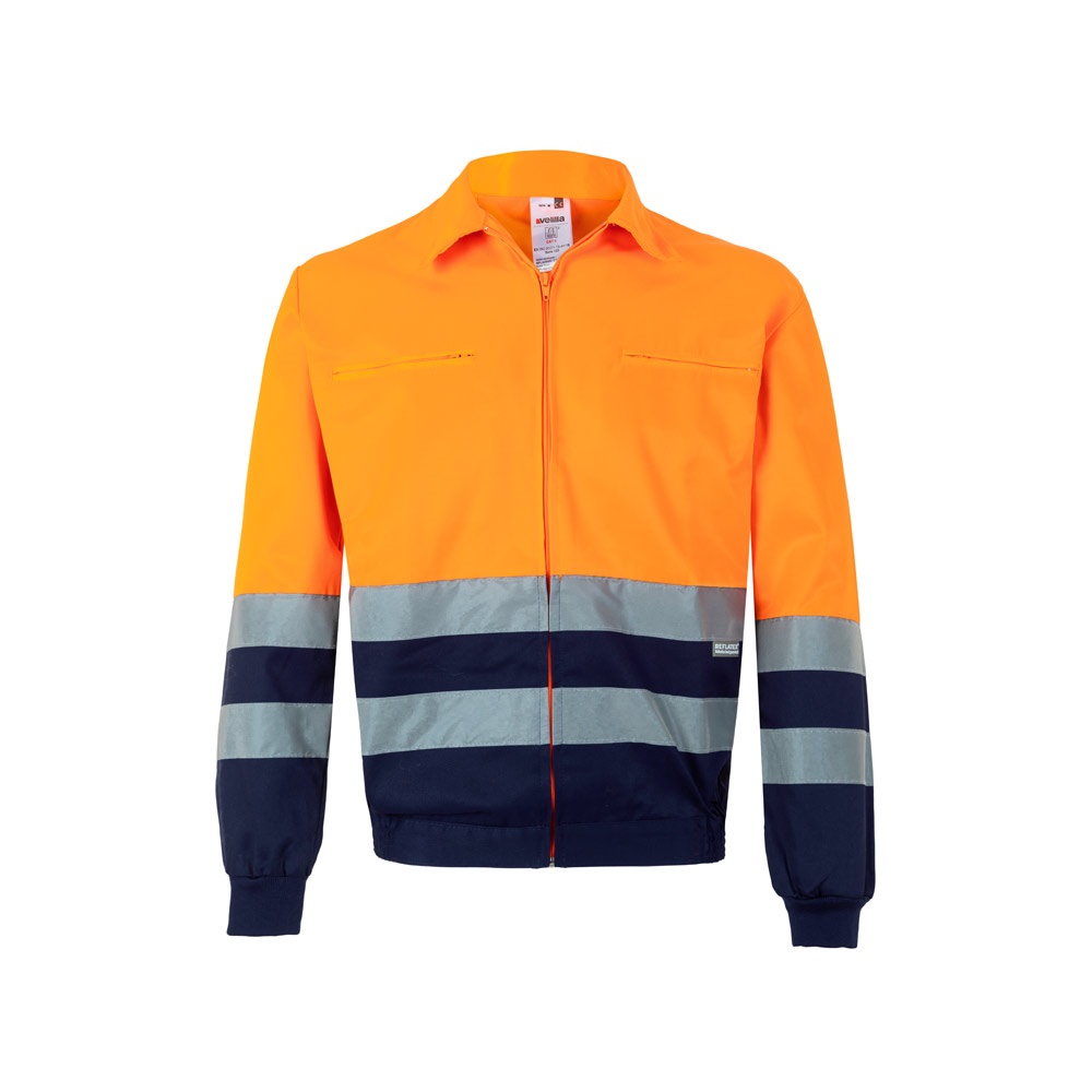 VL NEPTUNE. Tweekleurig twill jack (210g/m²) van polyester (80%) en katoen (20%) - Marineblauw, Oranje