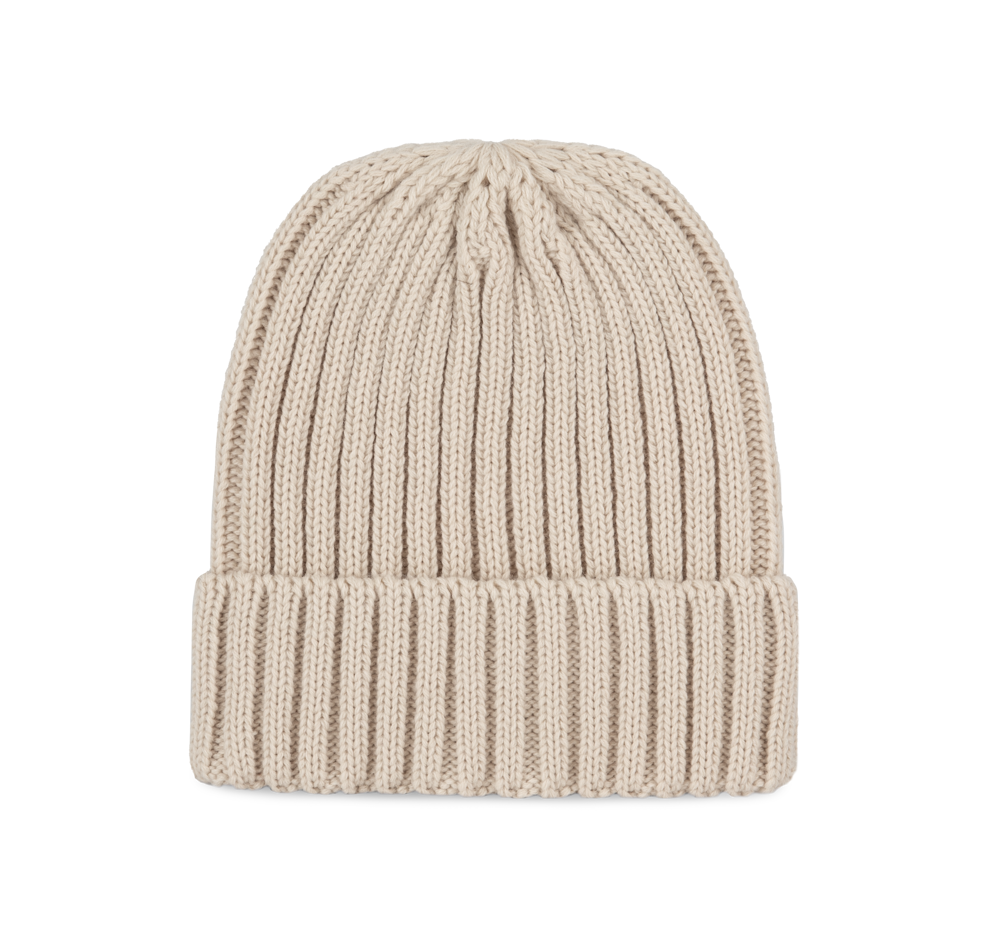 KP953 - Dubbel geribde muts met omslag - Light Sand