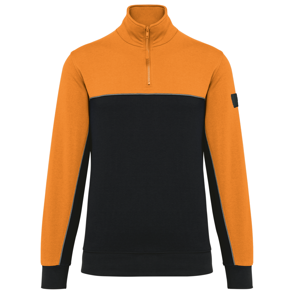 WK404 - Ecologische uniseks sweater met ritskraag - Black / Orange