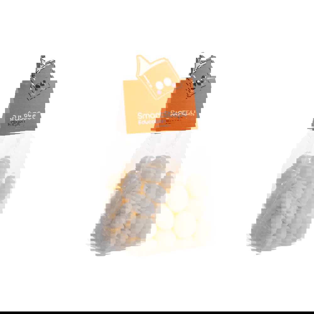 Blokzakje met kopkaartje in eigen vorm en 150 gram snoep