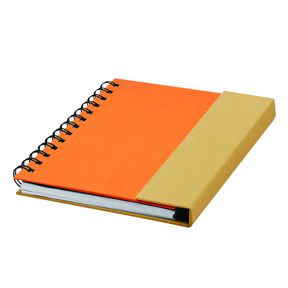 MAGNY - Notitieboekje van gerecycled papier met balpen - naturel, oranje