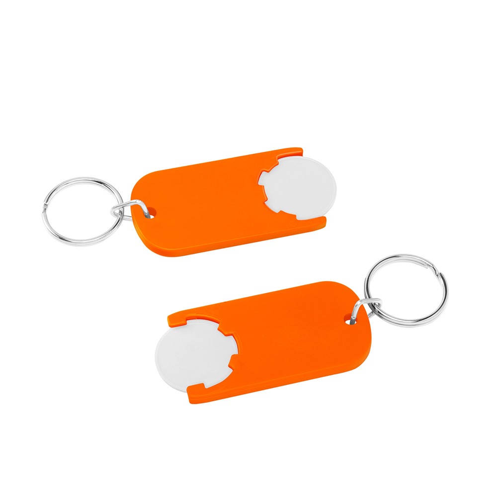 Chiphouder met winkelwagenmuntje 1€ "Alpha" - Wit/Oranje