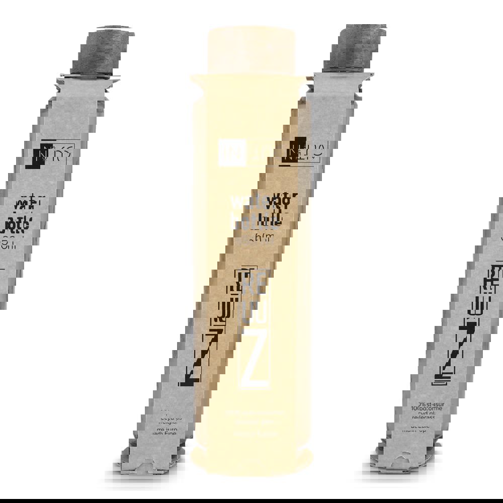 InSideOut Gerecyclede glazen Waterfles ReuuZ met houten dop 650 ml