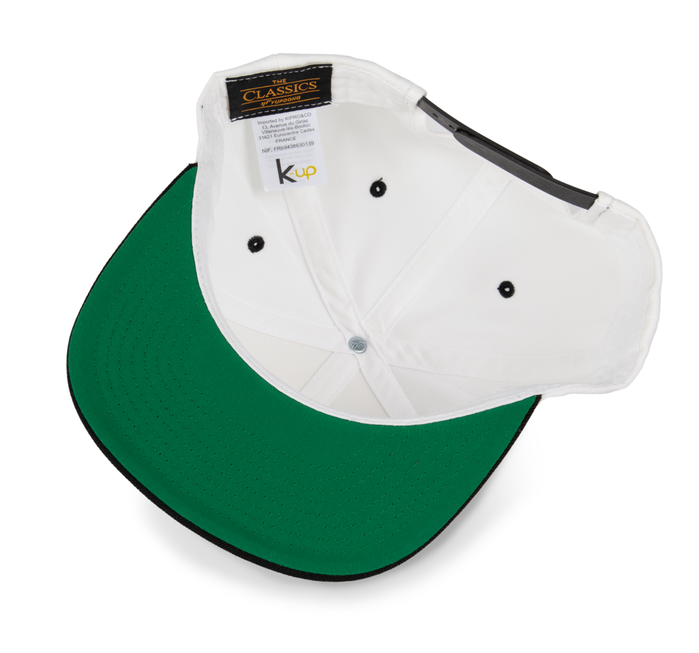 KP910 - Flexfit pet met platte zonneklep - 6 panelen - White / Black