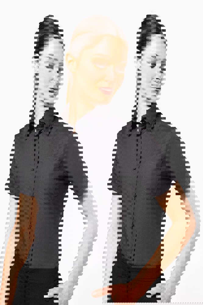 K544 - Dames Poplin Blouse Korte Mouwen