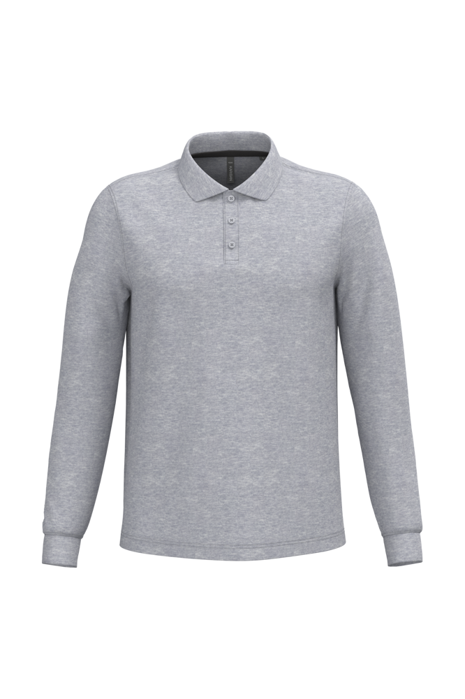 - Polo lange mouwen - Oxford Grey
