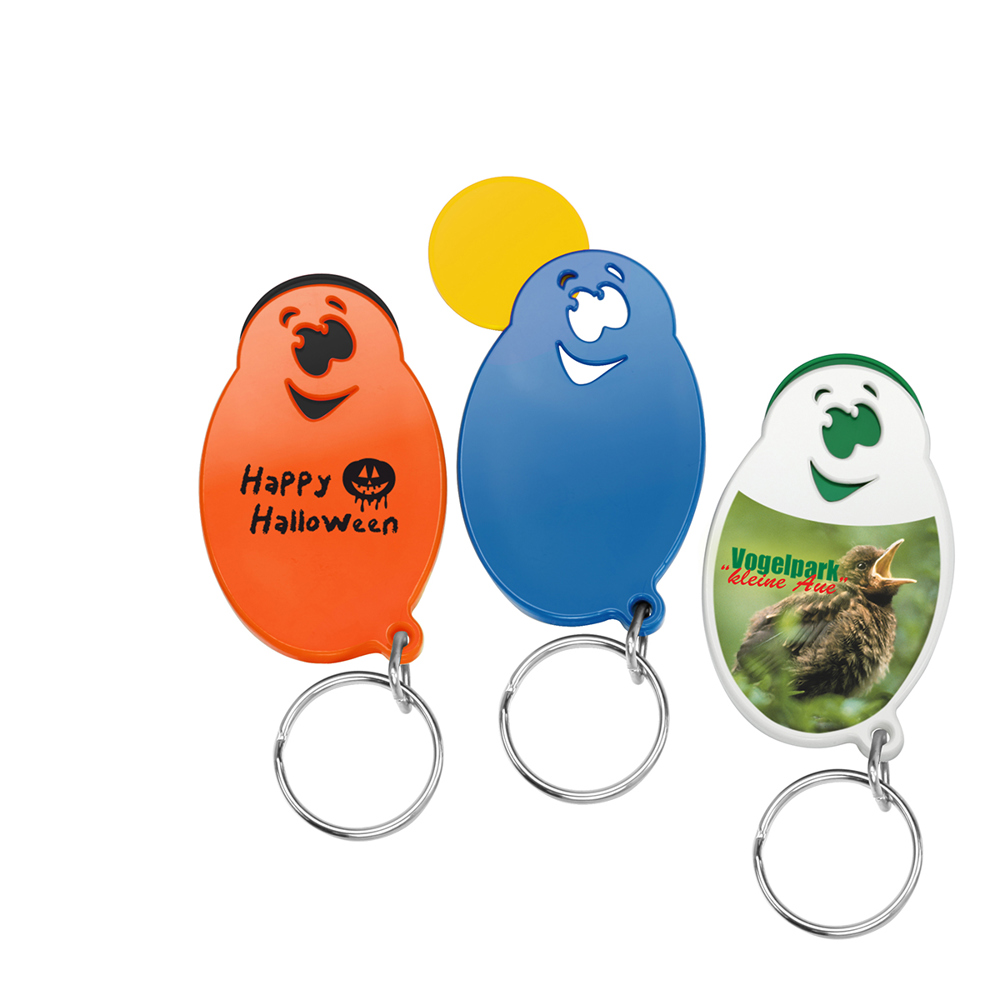 Chiphouder met winkelwagenmuntje 1€ "gezicht"