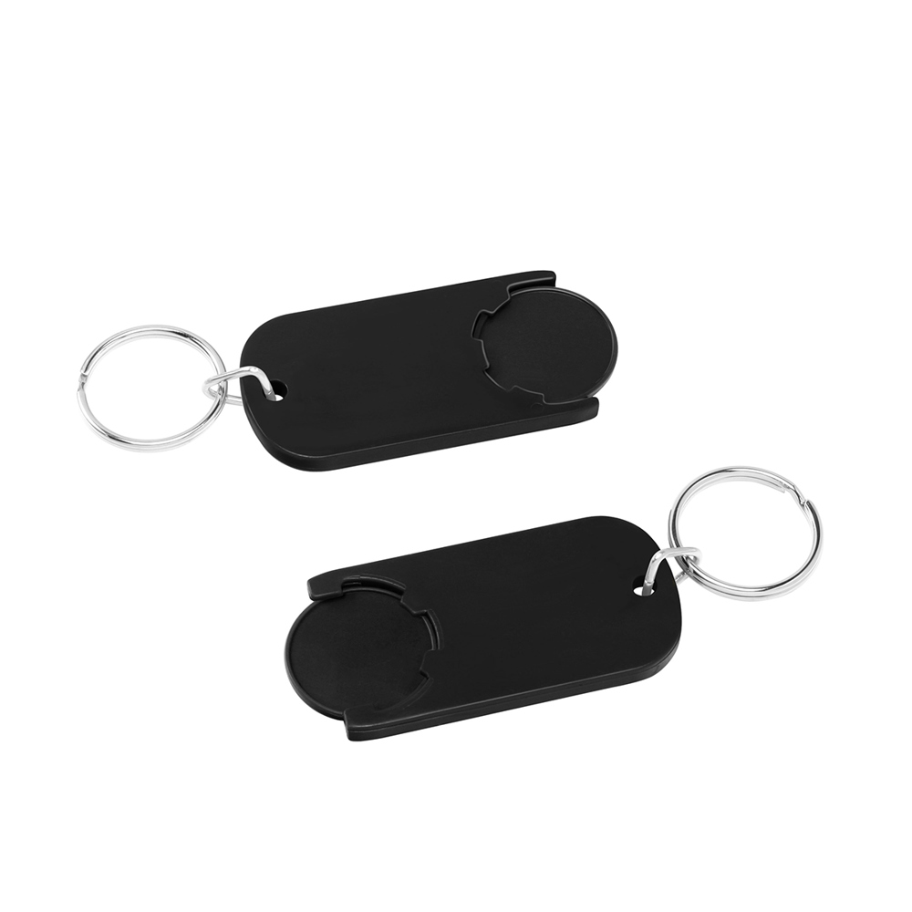 Chiphouder met winkelwagenmuntje 1€ "Alpha" - zwart/zwart