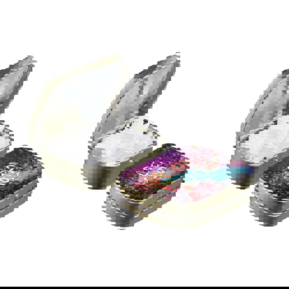 Mini scharnierblikje met vorm pepermunt - goud