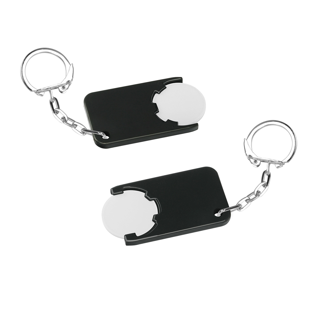 Chiphouder met winkelwagenmuntje 1€ "Beta" - wit/zwart