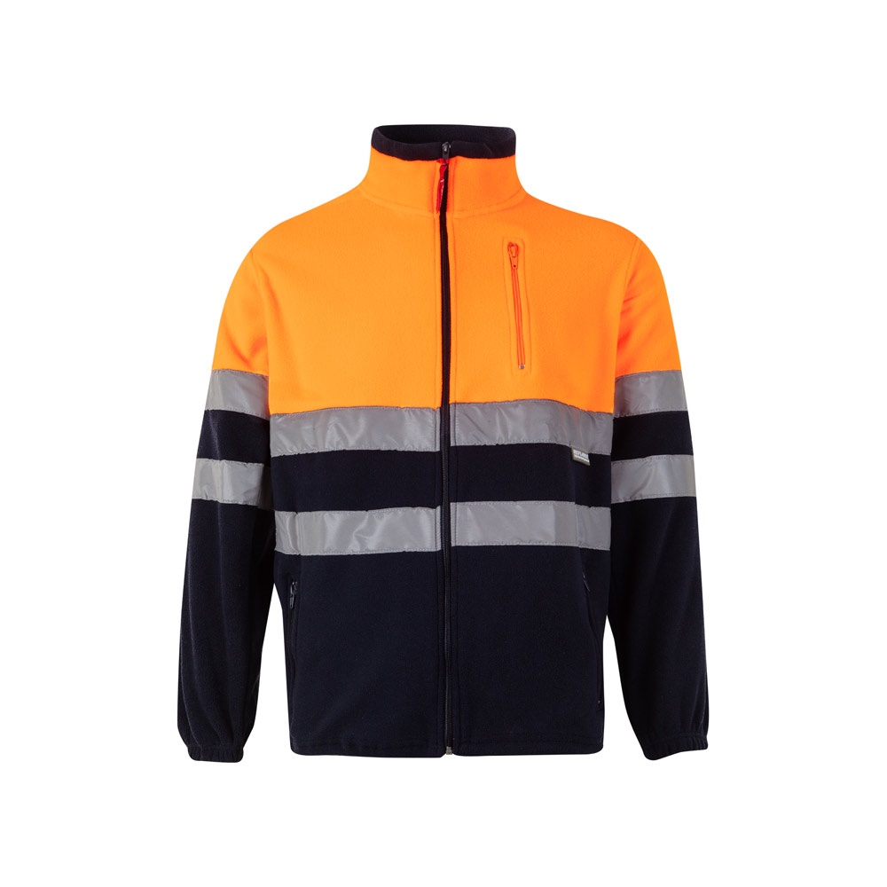 VL EROS. Tweekleurig fleecejack (280g/m²) van polyester (100%) - Marineblauw, Oranje