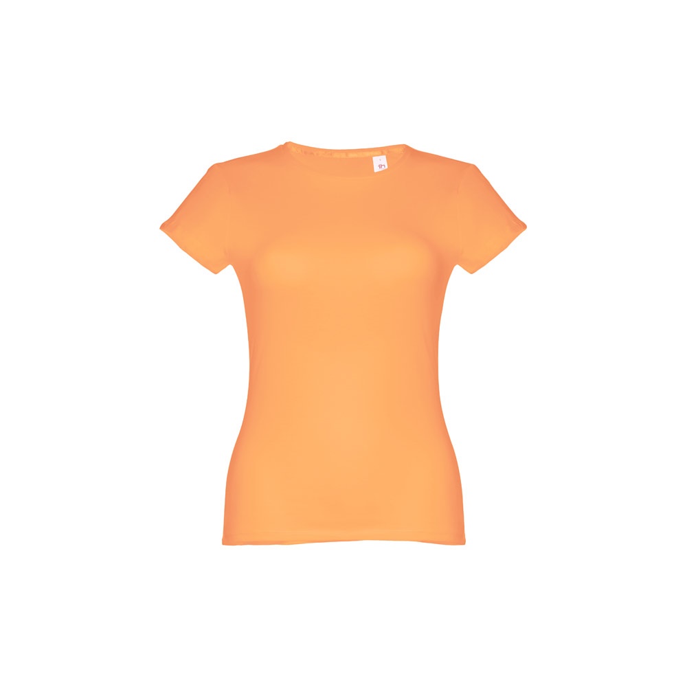 THC SOFIA. Katoenen dames-T-shirt met riem - Koraal oranje