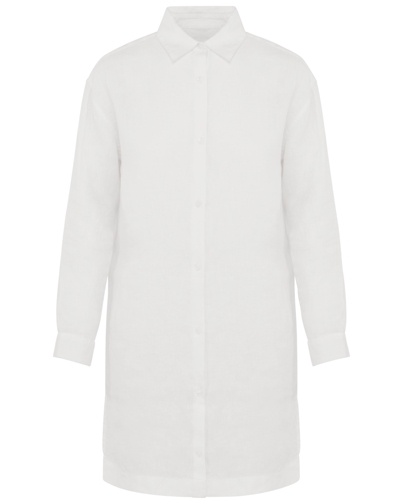 SP5008 - Linnen overhemdjurk voor dames - White
