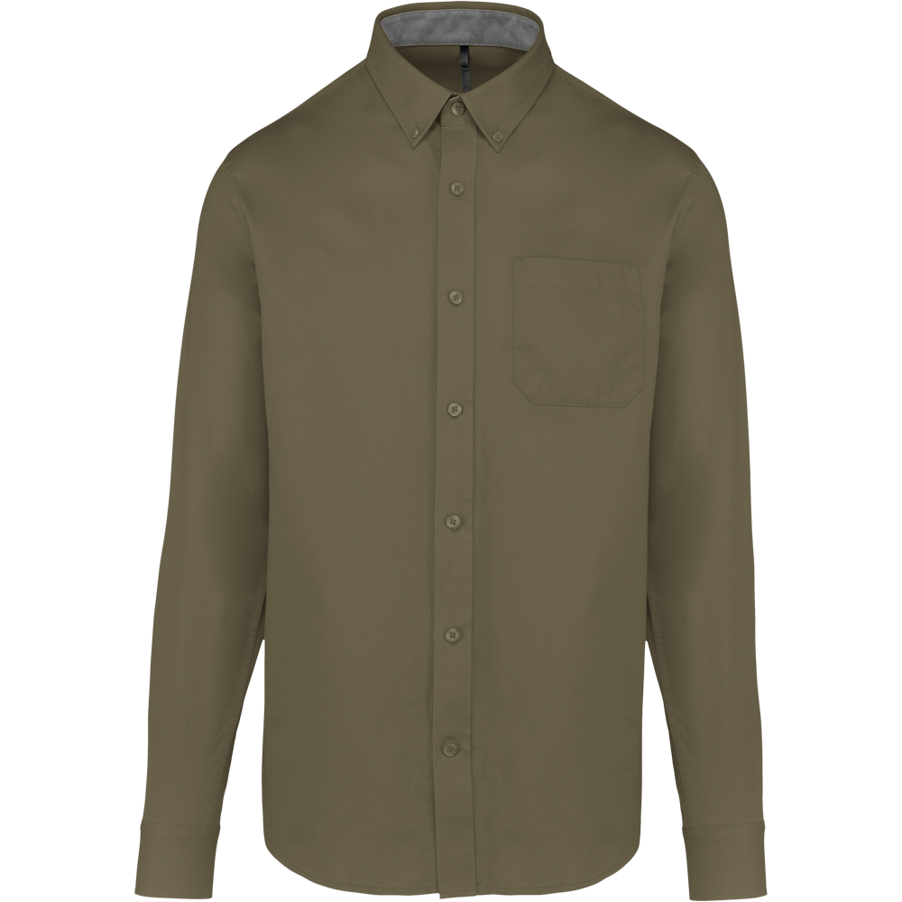 K586 - Herenoverhemd met lange mouwen van katoen Nevada - Light Khaki