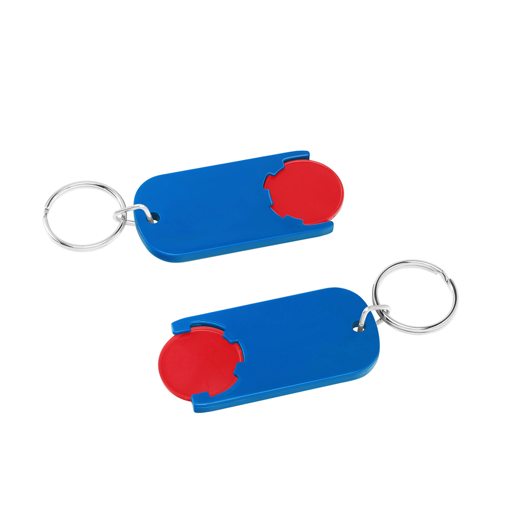 Chiphouder met winkelwagenmuntje 1€ "Alpha" - rood/blauw