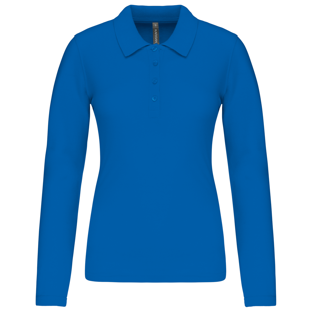 - Piqué-damespolo lange mouwen - Light Royal Blue