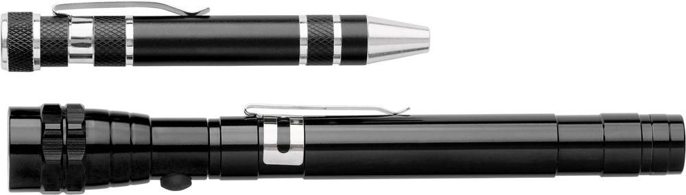 Aluminium 2-in-1 zaklamp Olivia - Zwart