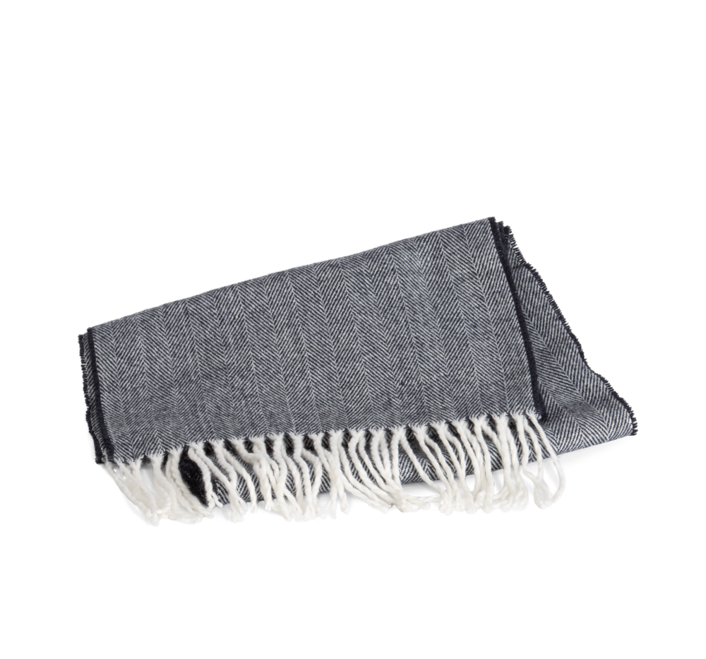 KP434 - Sjaal met franjes - Navy / Natural