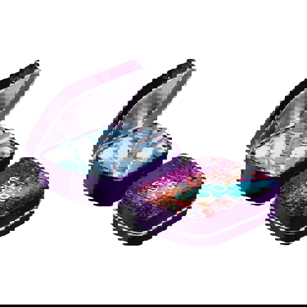 Mini scharnierblikje gevuld met pepermunt - Paars