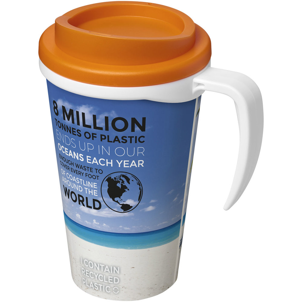 Brite Americano® grande 350 ml geïsoleerde beker - Wit, Oranje