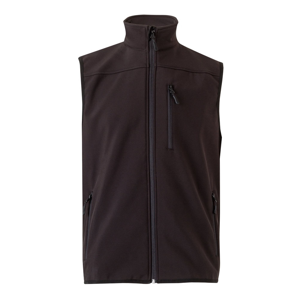 VL VARUNA. Softshell vest (280g/m²), met polaire voering, van polyester (94%) en elastaan (6%) - Zwart
