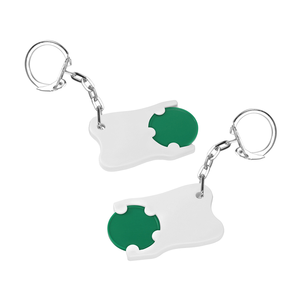 Chiphouder met winkelwagenmuntje 1€ "tand" - groen/wit