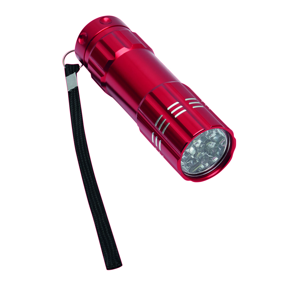 POWERFUL - Robuust uitgevoerde LED zaklamp van metaal - rood