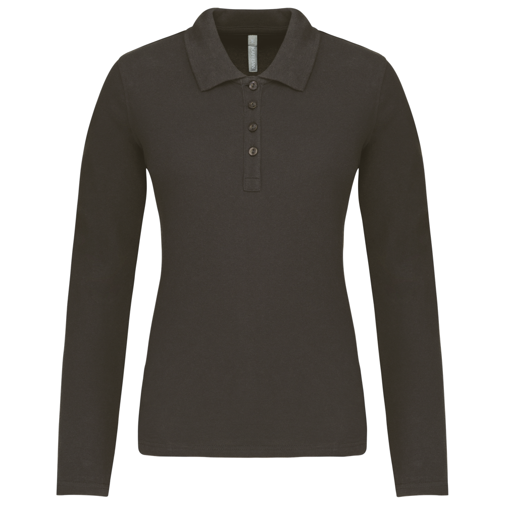 - Piqué-damespolo lange mouwen - Dark Grey