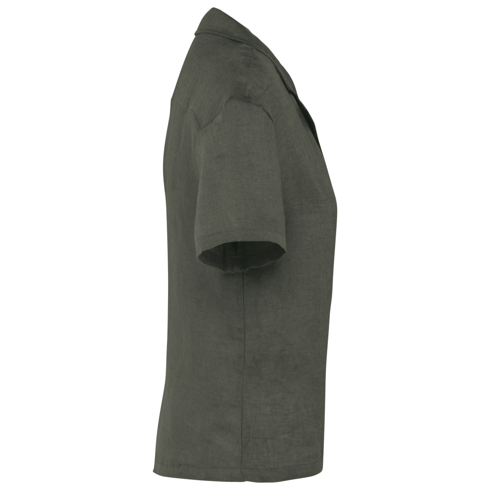 SP523 - Damesoverhemd met korte mouwen en bowlingkraag in linnen