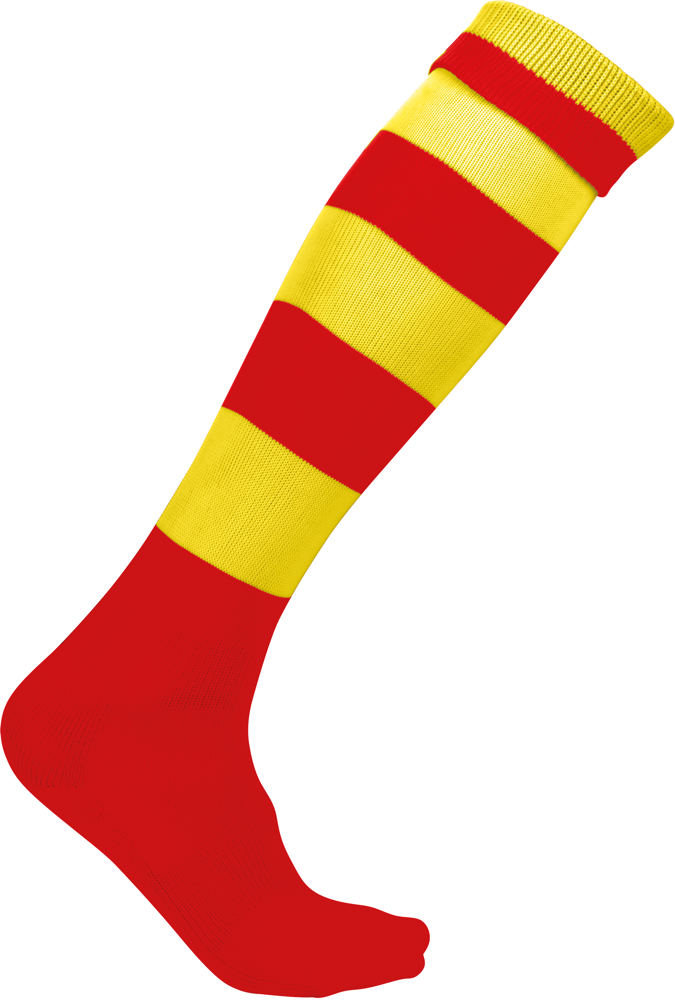 PA021 - Gestreepte Sportsokken - Sporty Red / Sporty Yellow