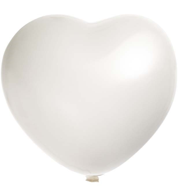 Reuzenballon hartvorm bedrukt Ø 90 cm - Wit (6001) Pastel