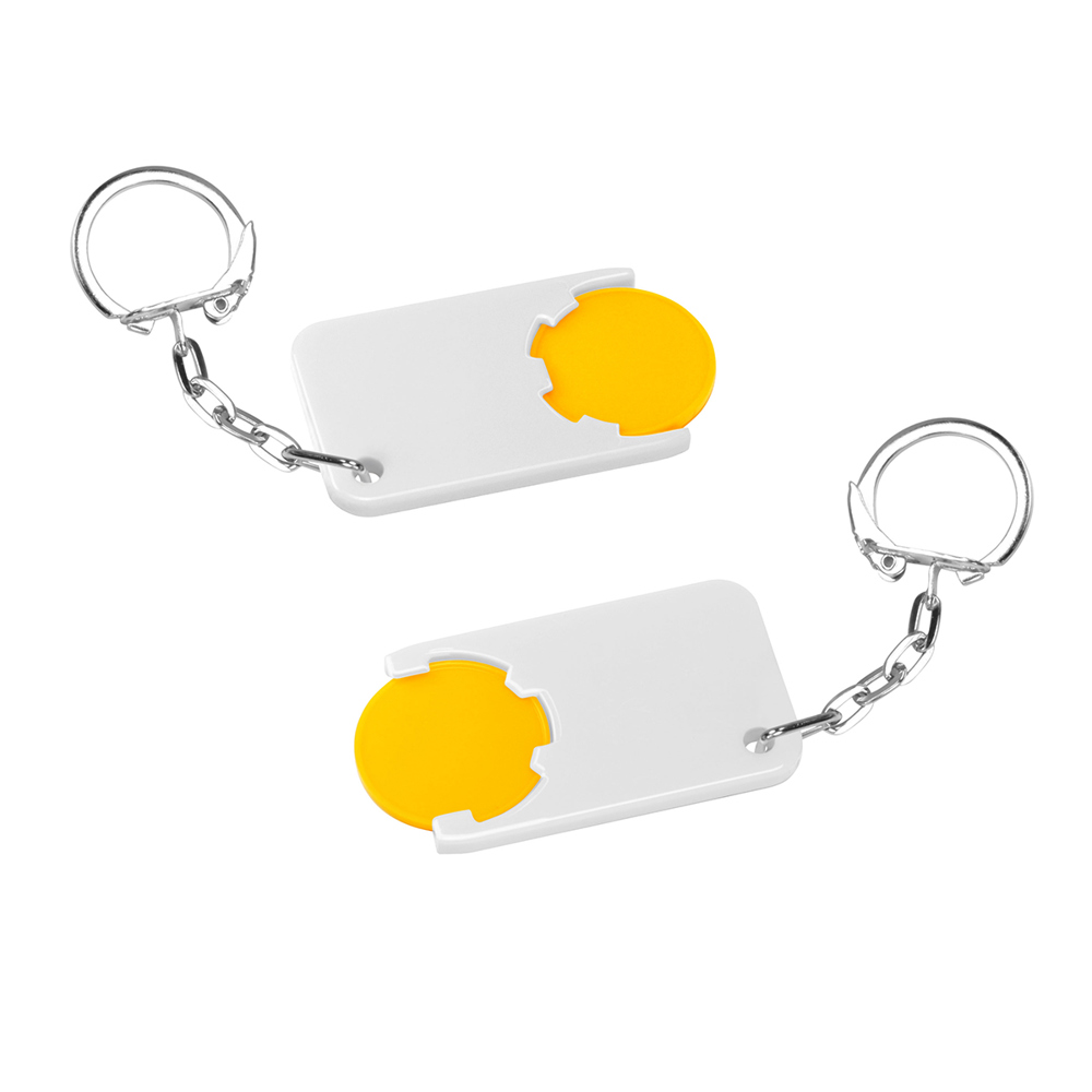 Chiphouder met winkelwagenmuntje 1€ "Beta" - geel/wit