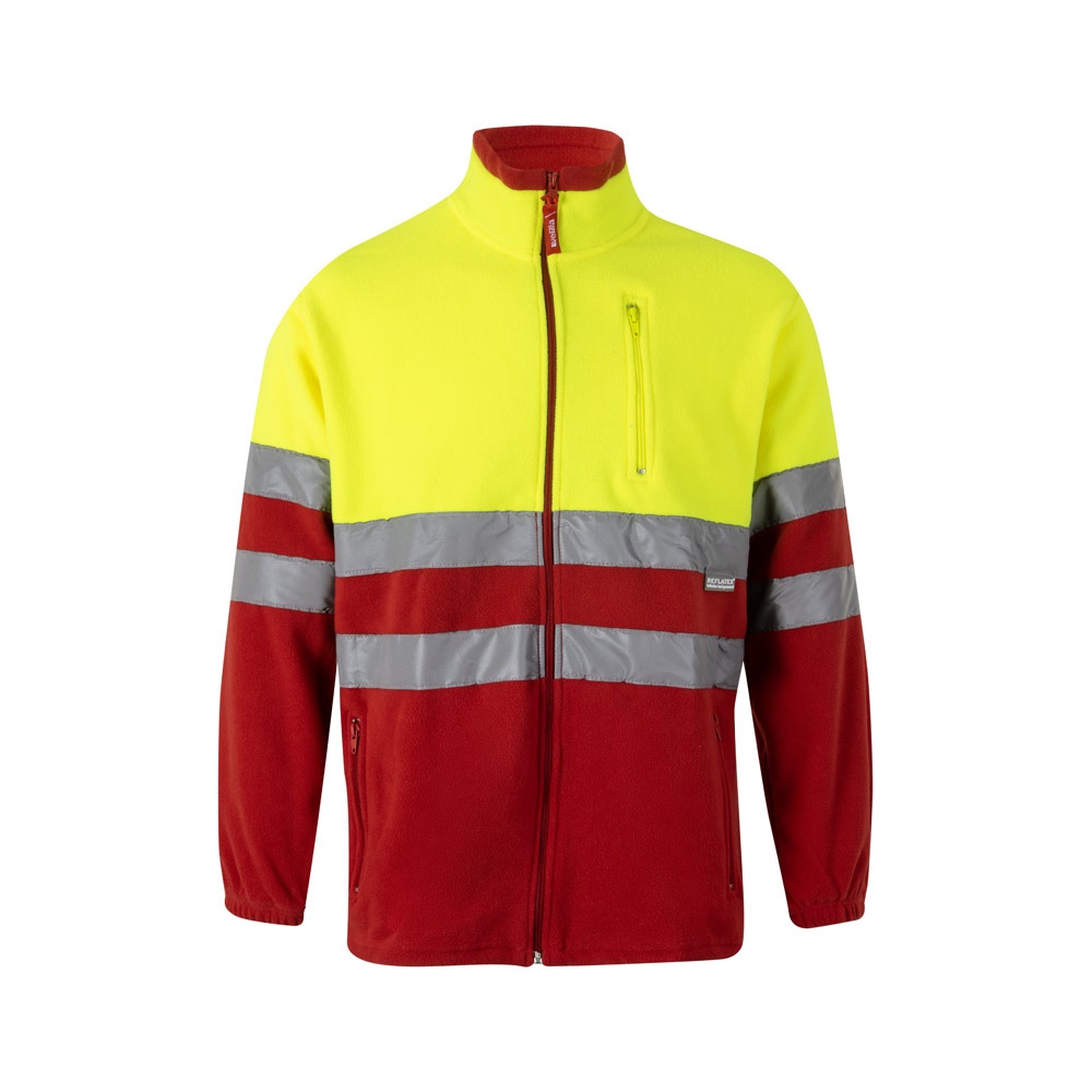 VL EROS. Tweekleurig fleecejack (280g/m²) van polyester (100%) - Rood, Geel