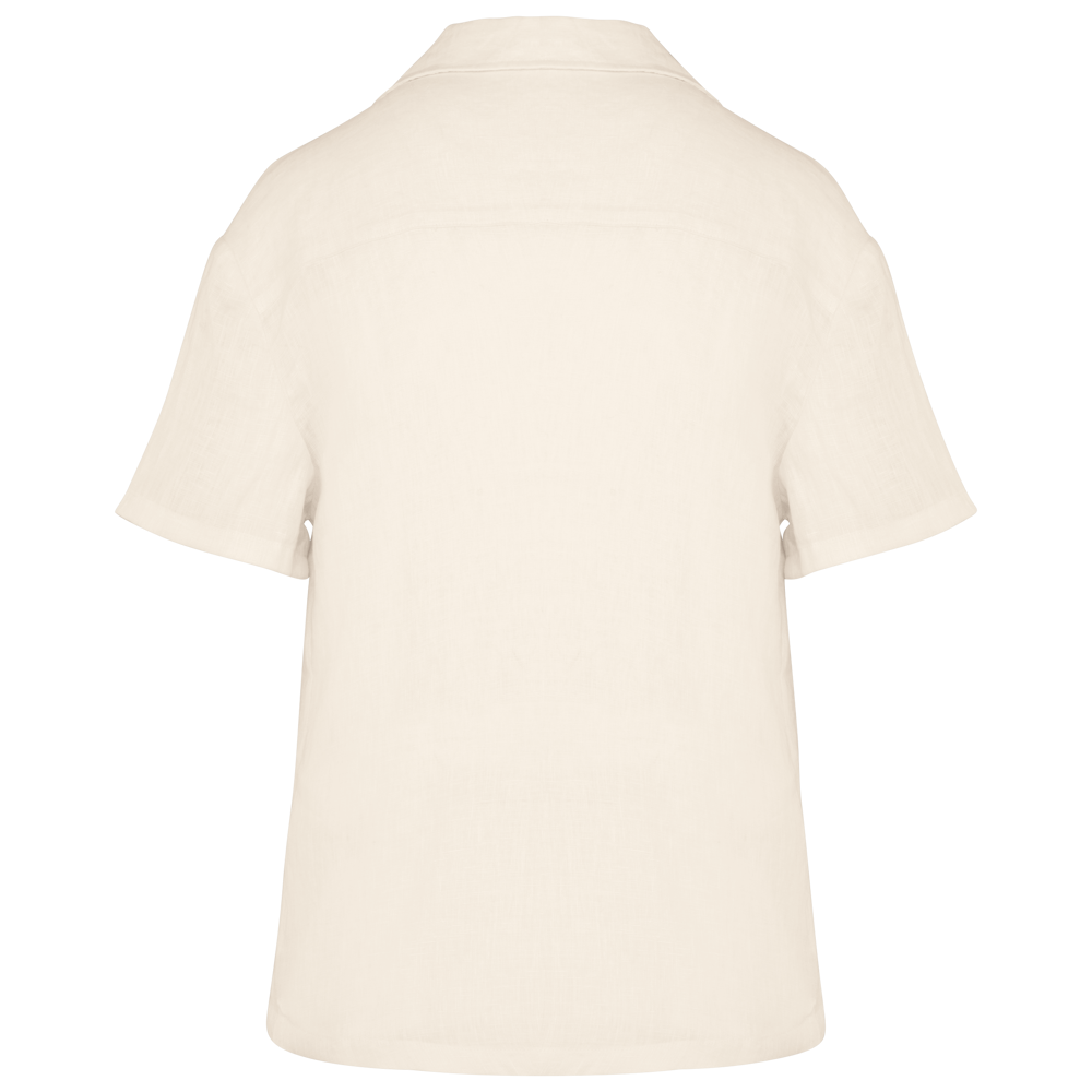SP523 - Damesoverhemd met korte mouwen en bowlingkraag in linnen
