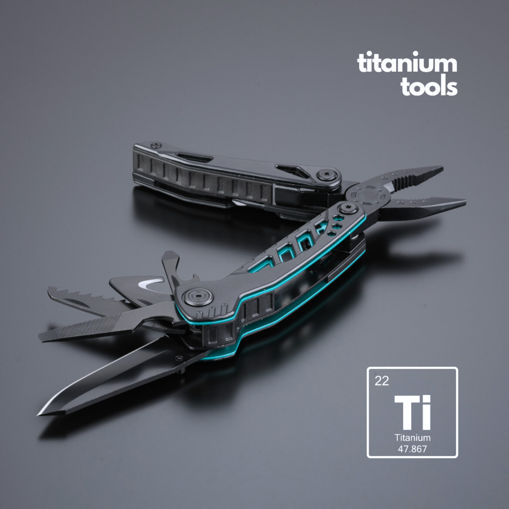 Optima stalen multitool met titaniumcoating - Turquoise