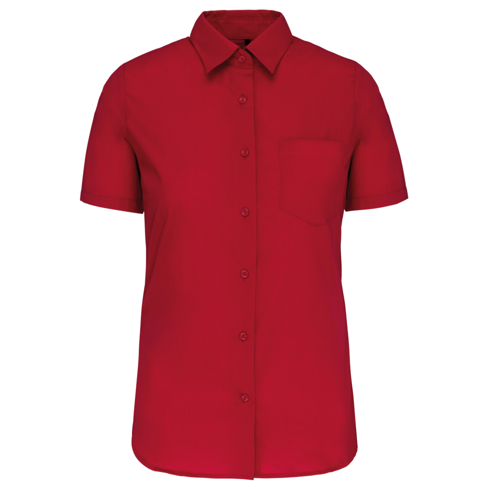 - Dames Poplin Blouse Korte Mouwen - Classic Red