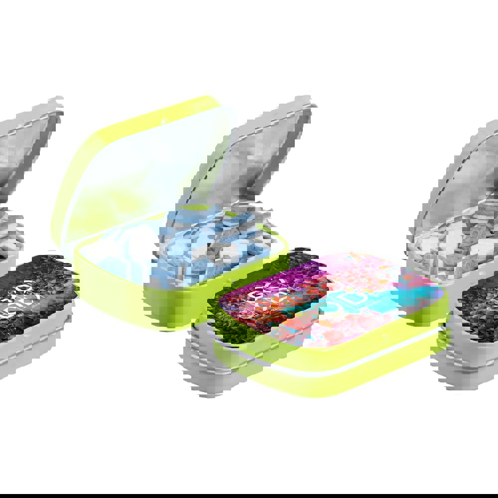 Mini scharnierblikje gevuld met pepermunt - Lime