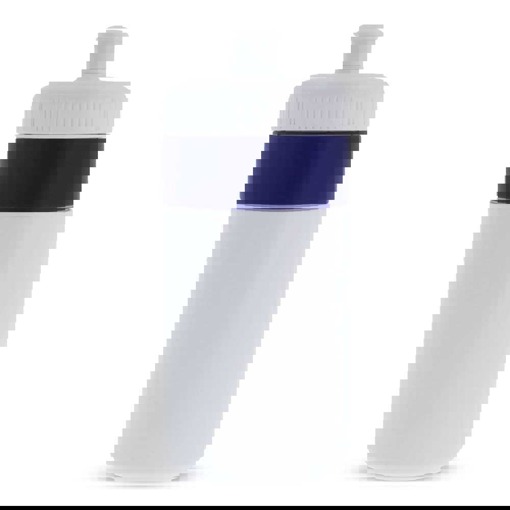 Sportbidon met rand 500ml - Wit / Donkerblauw